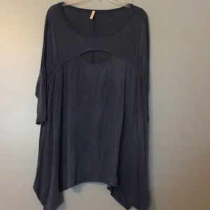 navy peek hole blouse